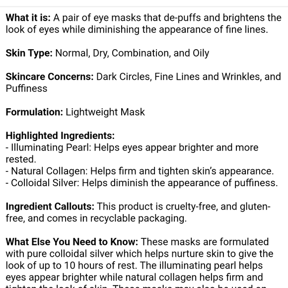 Beautybio bright eyes eye mask - Picture 3 of 4